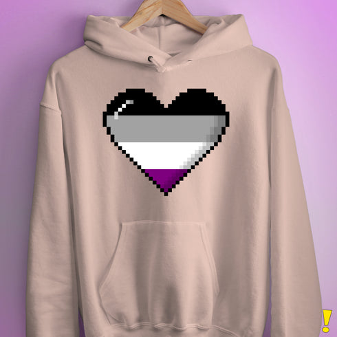 Asexual Pride 8-Bit Pixel Heart Hoodie - Light Pink
